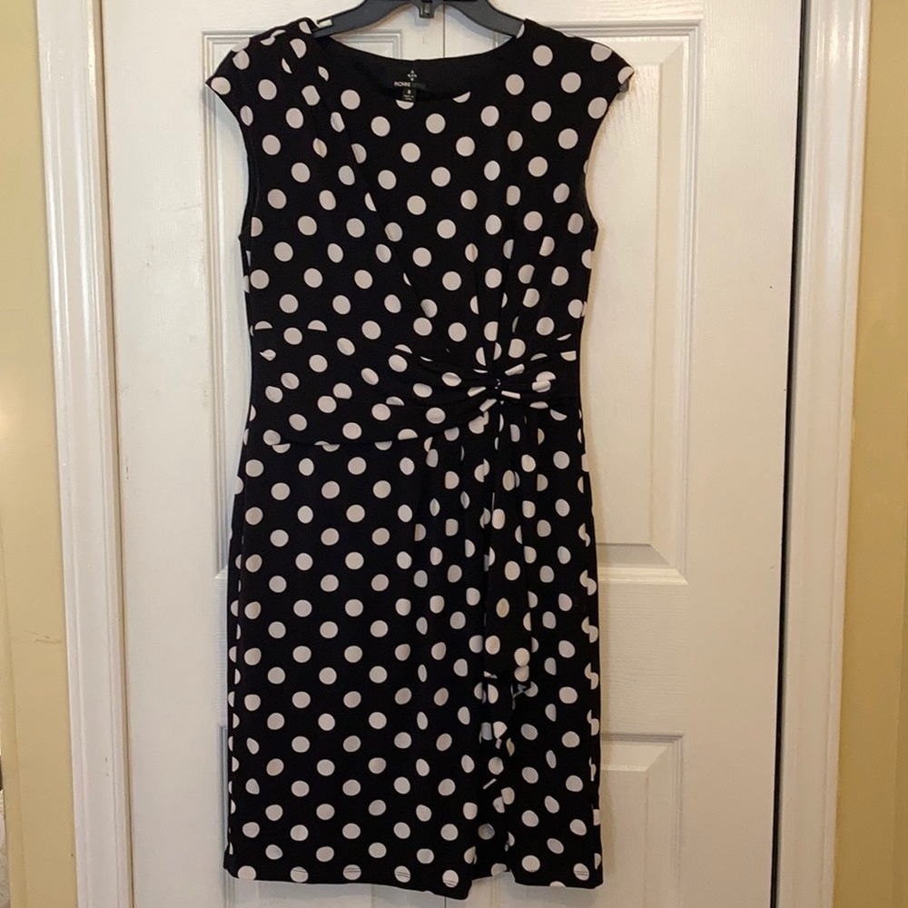Navy and White Polka Dot Dress